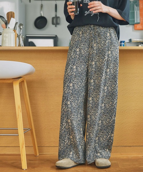 ワイドパンツ パンツ ペイズリーイージーパンツ レディース メンズ