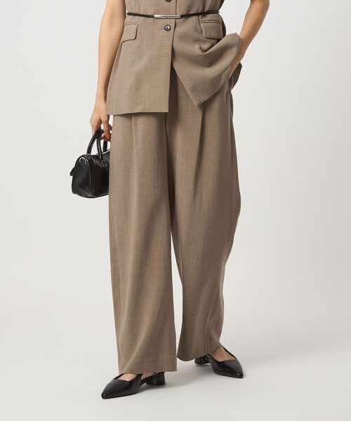 美品✨グリーンレーベルリラクシング　パンツスーツ　ノーカラー　ブラウン　40 green label relaxing（グリーンレーベルリラクシング） パンツ 「size