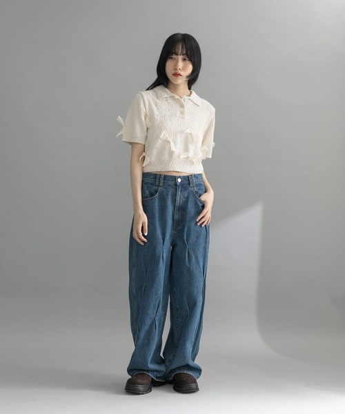 KBF（ケービーエフ） ニット セーター 「WEB限定」シャツカラーリボン
