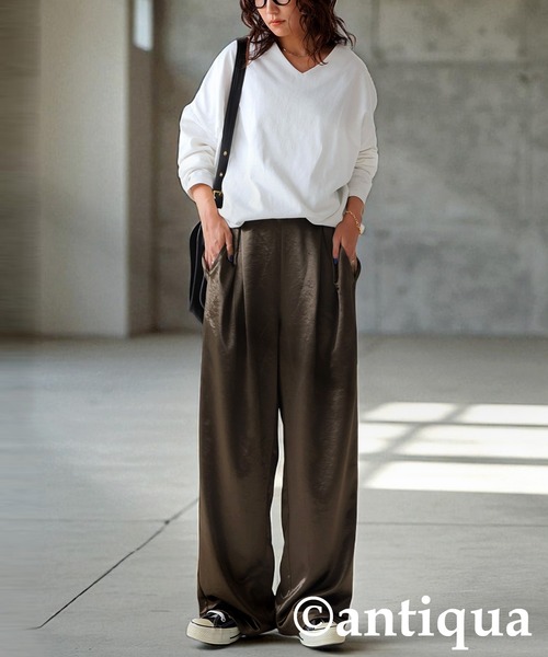 antiqua（アンティカ） tシャツ コーデセット バスクトップス サテン