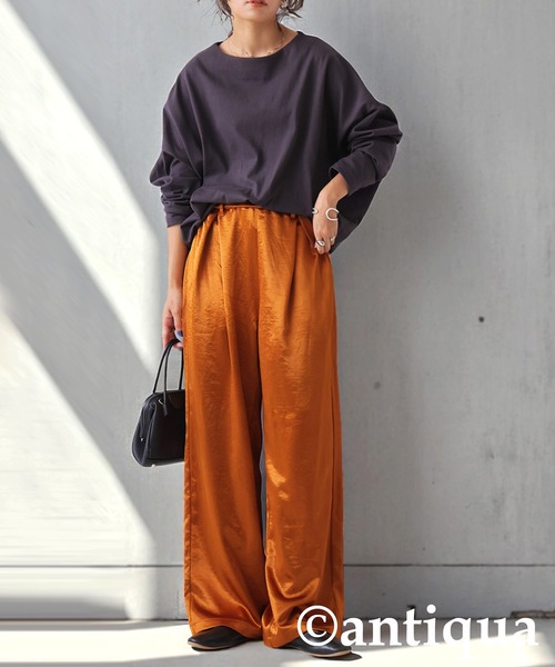 antiqua（アンティカ） tシャツ コーデセット バスクトップス サテン
