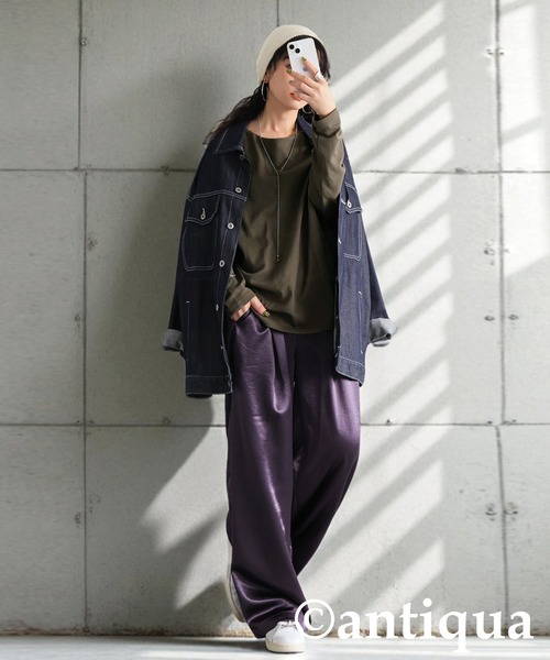 antiqua（アンティカ） tシャツ コーデセット バスクトップス サテン