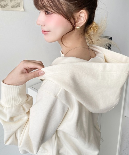 moment+ パーカー ダブルジップショートパーカー レディース