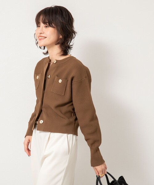 NOLLEY'S（ノーリーズ） カーディガン 「手洗い可能」鹿の子編みクルー