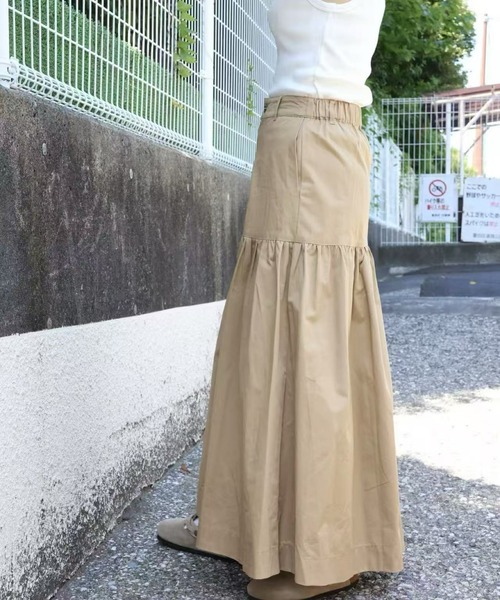 s*6様 【新品】　Sugar by Yuu ジャガードスカート　ベージュ　ロン SHOUYO スカート ティアードフレアロングスカート／ベージュ／大人