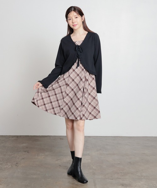 Honeys（ハニーズ） カーディガン リボン使いボレロ レディース