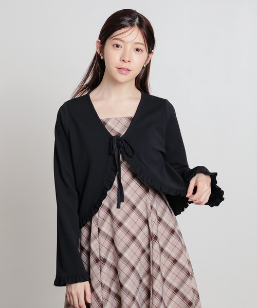 Honeys（ハニーズ） カーディガン リボン使いボレロ レディース