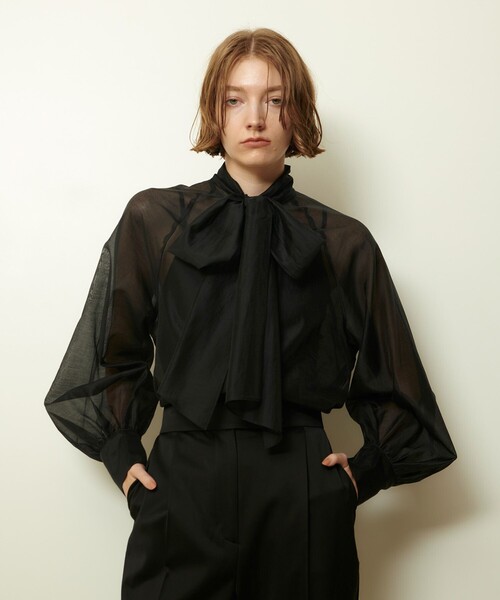 allureville（アルアバイル） ブラウス シャツ シルキーセルロースボウ