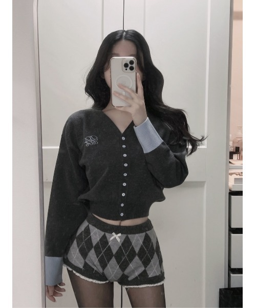 ダーリッチ ポイントカラーニットカーディガン C-GRY ダーリッチ Darich ポイントカラーニットカーディガン