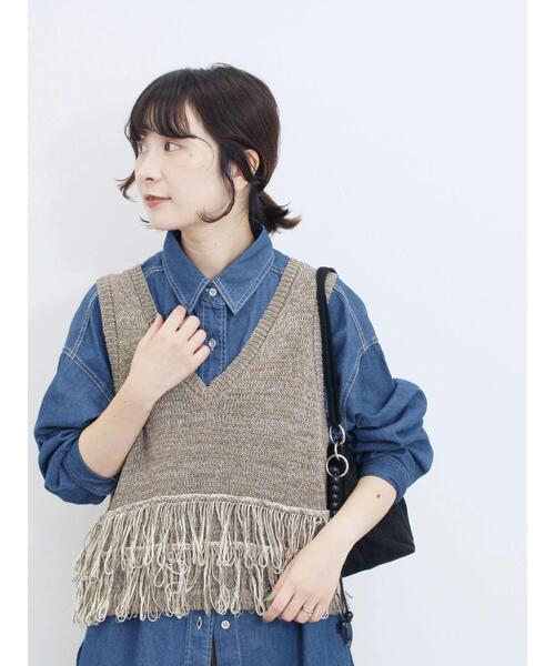 極美品✨23AW アニュアンス フリンジニットベスト 手洗い可能》フリンジニットベスト/le.coeur blanc(ルクールブラン
