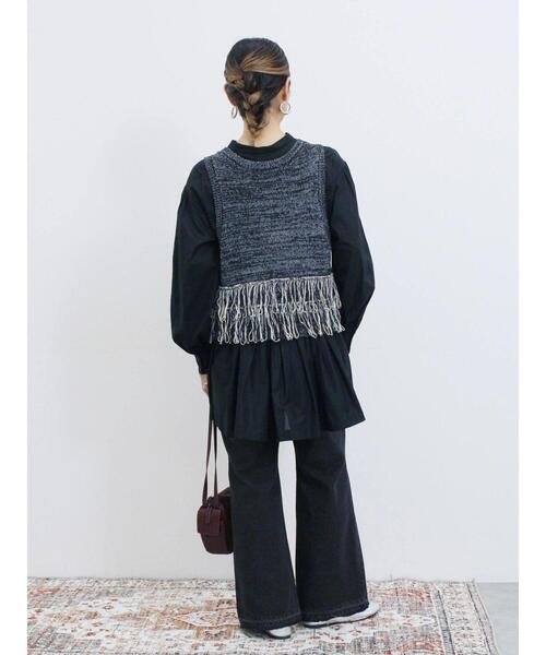 Samansa Mos2 blue（サマンサモスモスブルー） ベスト ジレ フリンジ