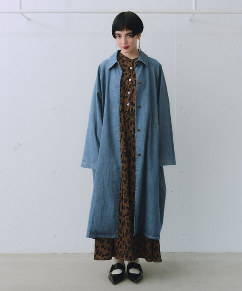 新品タグ付き　manana suerte ステンカラーコート　ブルー manana suerte（マニャーナスエルテ） ステンカラーコート FREE ブルー