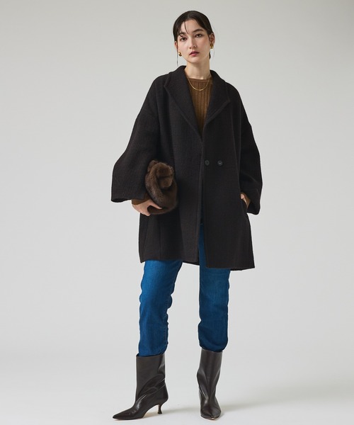コート チェスターコート ロービングオックスコート/秋服/冬服/オフィスカジュアル/Pコート/オーバーコート レディースの画像