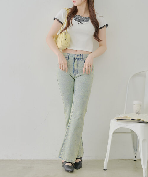 「continuer de NICE CLAUP」 半袖カットソー FREE ブラック系その他 レディース_画像5