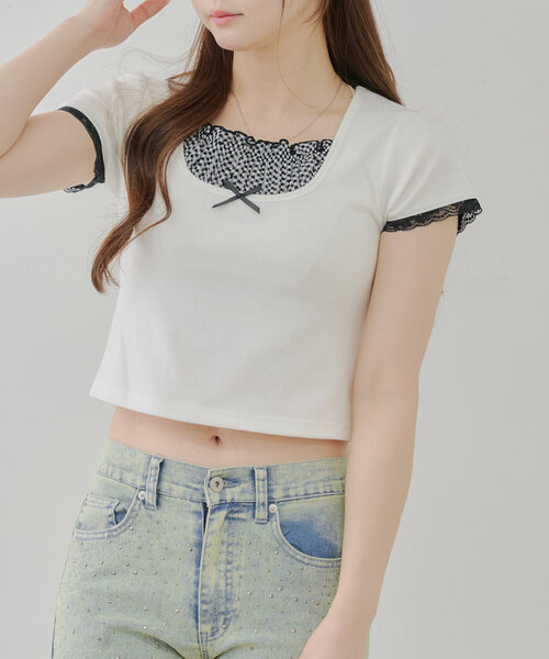 「continuer de NICE CLAUP」 半袖カットソー FREE ブラック系その他 レディース_画像6