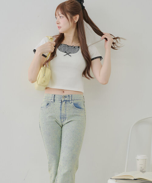 「continuer de NICE CLAUP」 半袖カットソー FREE ブラック系その他 レディース_画像7