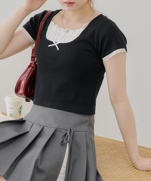 「continuer de NICE CLAUP」 半袖カットソー FREE ブラック系その他 レディース_画像9