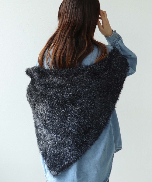 ストール マフラー ショール Cepica（セピカ） ストール マフラー ラメモヘアフェザー三角ストール