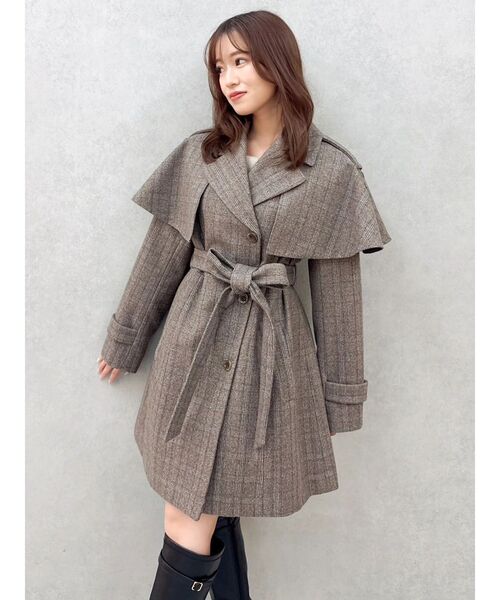 さっちゃん☆タグ付き新品！2wayトレンチコート 大人レトロ降臨。2wayビッグカラーボリュームスリーブトレンチコート