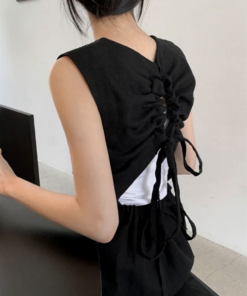 「BARELY BLUE」 「sanice」ノースリーブワンピース FREE ブラック レディース_画像3