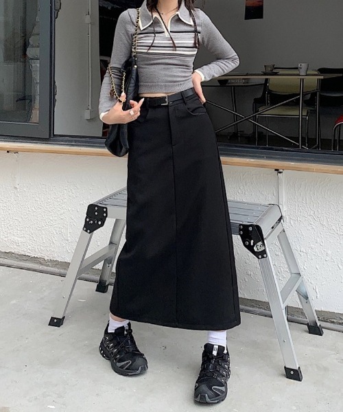 スカート スリット入り Aライン ミディ丈スカート : ZOZOTOWN Yahoo!店