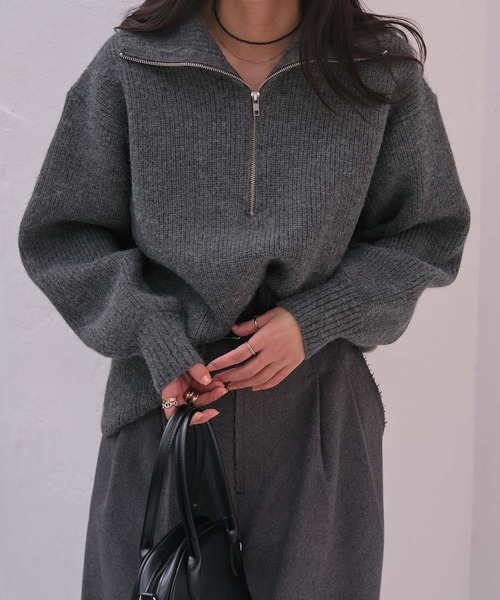 AKTE（アクテ） ニット セーター ハーフジップニットプルオーバー