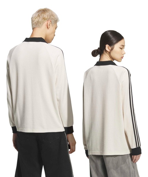ロロピアーナ XLサイズ コットン ワッフル生地 長袖ポロシャツ シェルボタン adidas（アディダス） ポロシャツ adidas WAFFLE LONG SLEEVE POLO