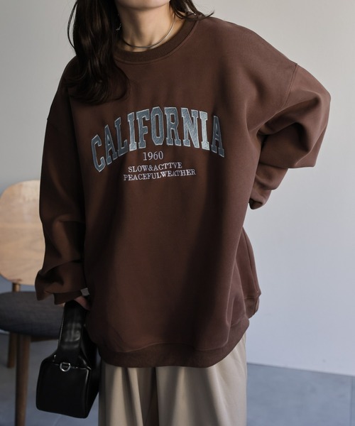 A.P.C. ロゴ刺繍 トレーナー ブラウンLサイズ ap retro トレーナー スウェット ロゴ刺繍オーバーサイズスウェット