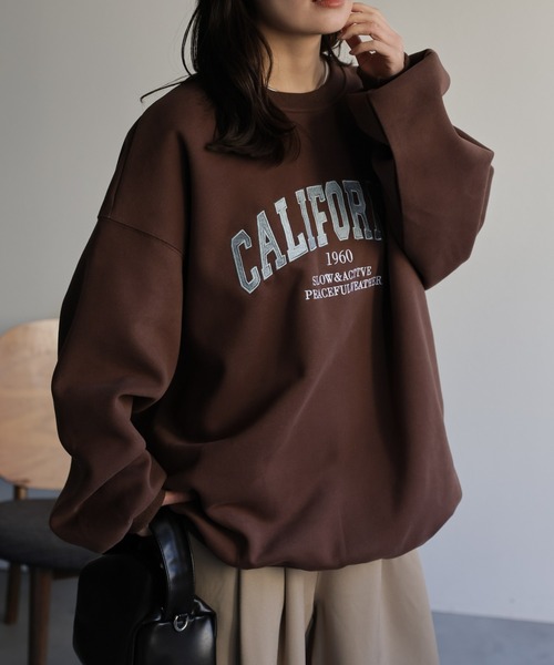 A.P.C. ロゴ刺繍 トレーナー ブラウンLサイズ ap retro トレーナー スウェット ロゴ刺繍オーバーサイズスウェット