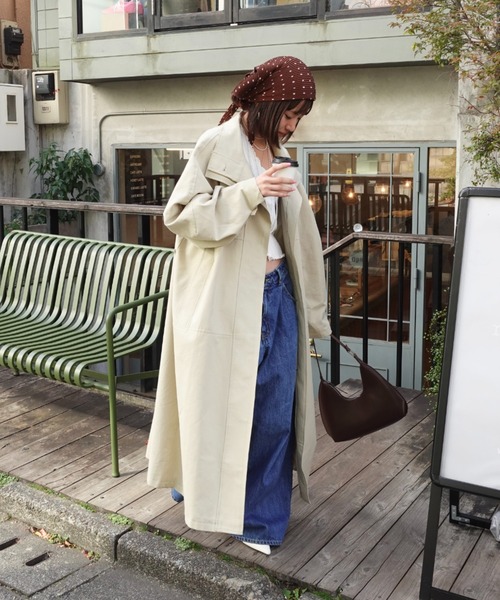 PERSON'S パーソンズ ブラック トレンチコート　サイズ　15号（2XL） レザーコート ファッション メンズ トレンチコート 長袖 PU 革コート
