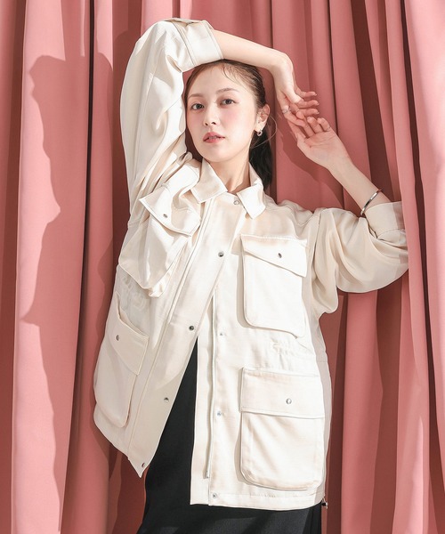 en CAnAF ブルゾン アウター 「ほのかな光沢が美しい」サテンライト