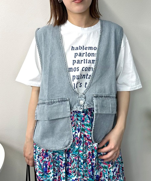 「CRB」 ベスト F ブルー レディース_画像2