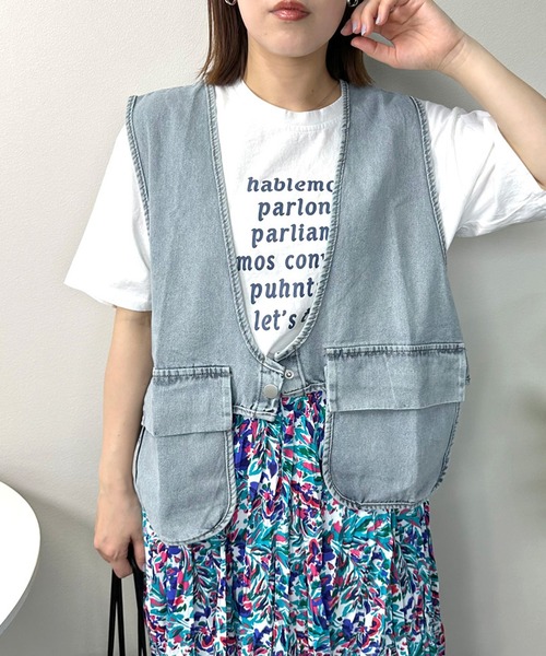 「CRB」 ベスト F ブルー レディース_画像3