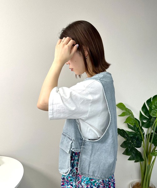 「CRB」 ベスト F ブルー レディース_画像4