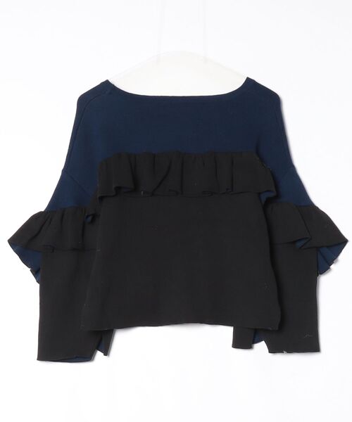 「loaf」 フリル長袖ニット ONE SIZE ネイビー レディース_画像2