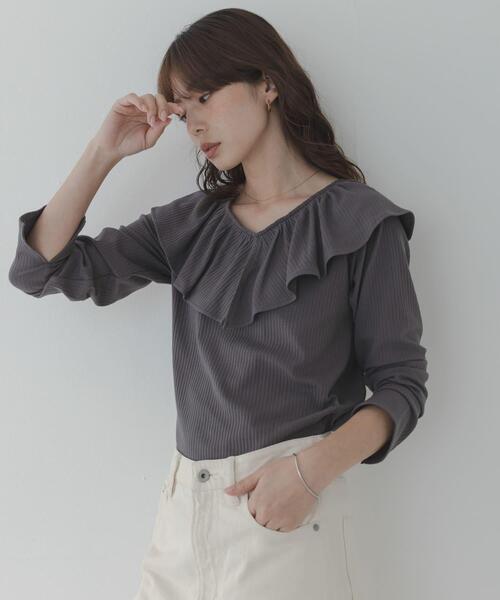 ホリデイ　フリルカラー　襟　ロンT URBAN RESEARCH Sonny Label tシャツ 「WEB限定」フリルカラーテレコ