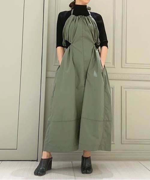 ☆RISLEY☆【美品】カーキ ミリタリーロングワンピース 半袖 ジップアップ♡ styling/（スタイリング） 半袖ワンピース 1 カーキ レディース