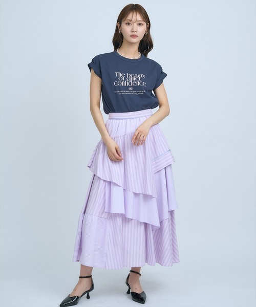 AND COUTURE（アンドクチュール） ロング スカート マルチストライプ