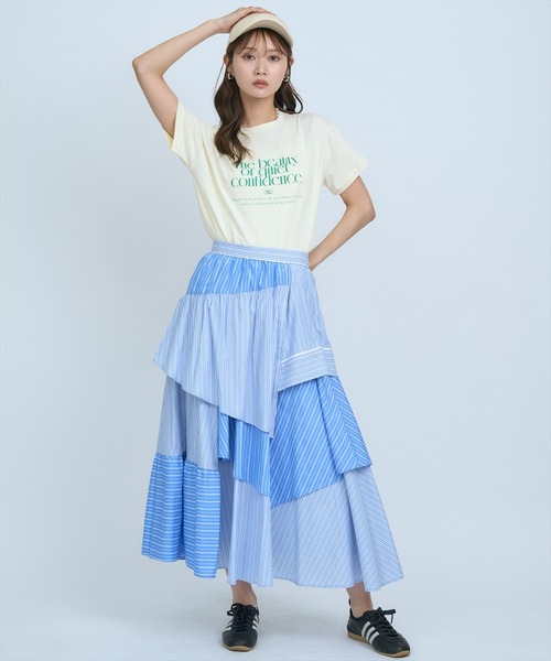 AND COUTURE（アンドクチュール） ロング スカート マルチストライプ