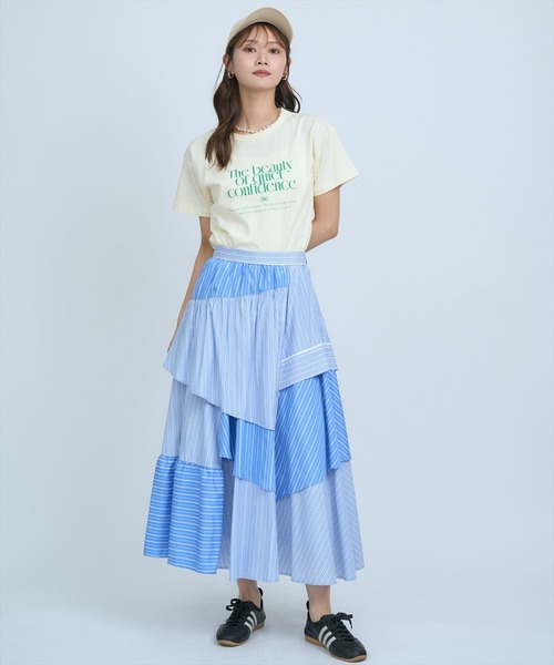 AND COUTURE（アンドクチュール） ロング スカート マルチストライプ