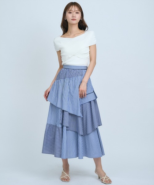 AND COUTURE（アンドクチュール） ロング スカート マルチストライプ