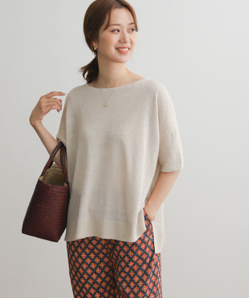 「URBAN RESEARCH DOORS」 半袖ニット MEDIUM ブラウン レディース_画像2