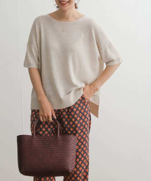 「URBAN RESEARCH DOORS」 半袖ニット MEDIUM ブラウン レディース_画像5