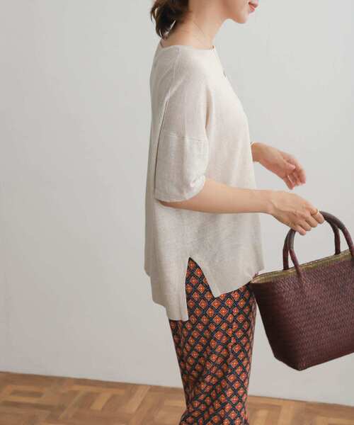 「URBAN RESEARCH DOORS」 半袖ニット MEDIUM ブラウン レディース_画像6