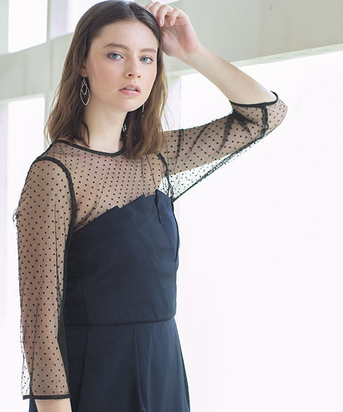ドットチュールブラウス 新品未使用タグ付き tocco closet（トッコ クローゼット） ブラウス シャツ ウエストタック