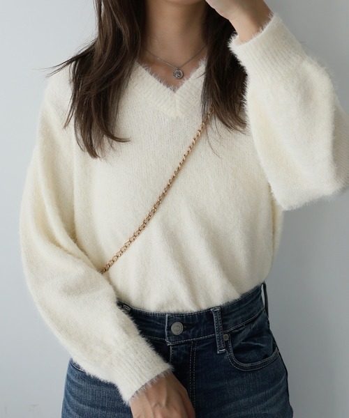 高評価なギフト Doll Girly ニット シャギークルーネックプルオーバー セーター トップス