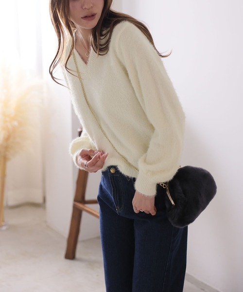 Girly Doll ニット セーター シャギークルーネックプルオーバー