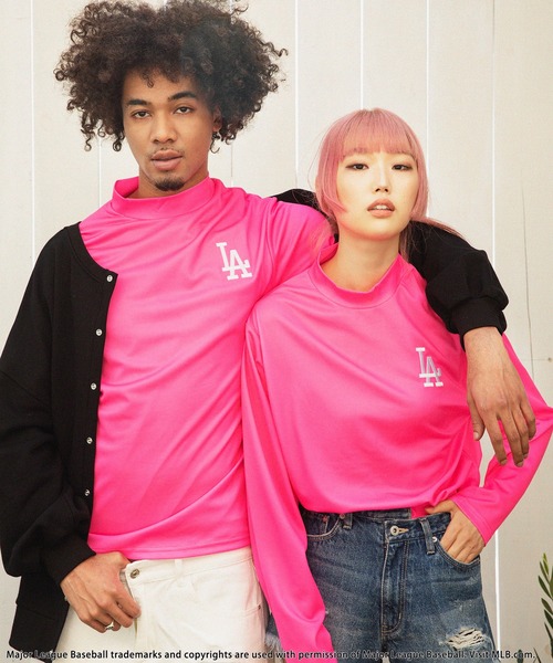 tシャツ 「MLB/Los Angeles Dodgers」モックネック長袖Tシャツ レディース メンズ MLB/Los Angeles Dodgers】モックネック長袖Tシャツ BACK TO THE