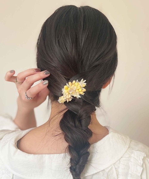 m.soeur（エムスール） ヘアクリップ ミモザと小花のブーケミニ
