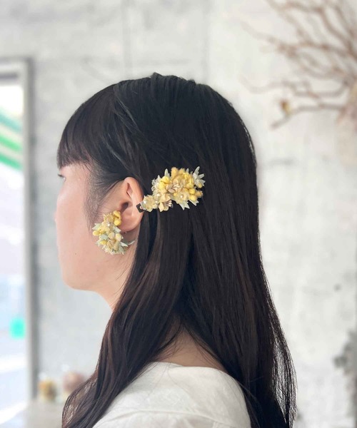 m.soeur（エムスール） ヘアクリップ ミモザと小花のブーケミニ
